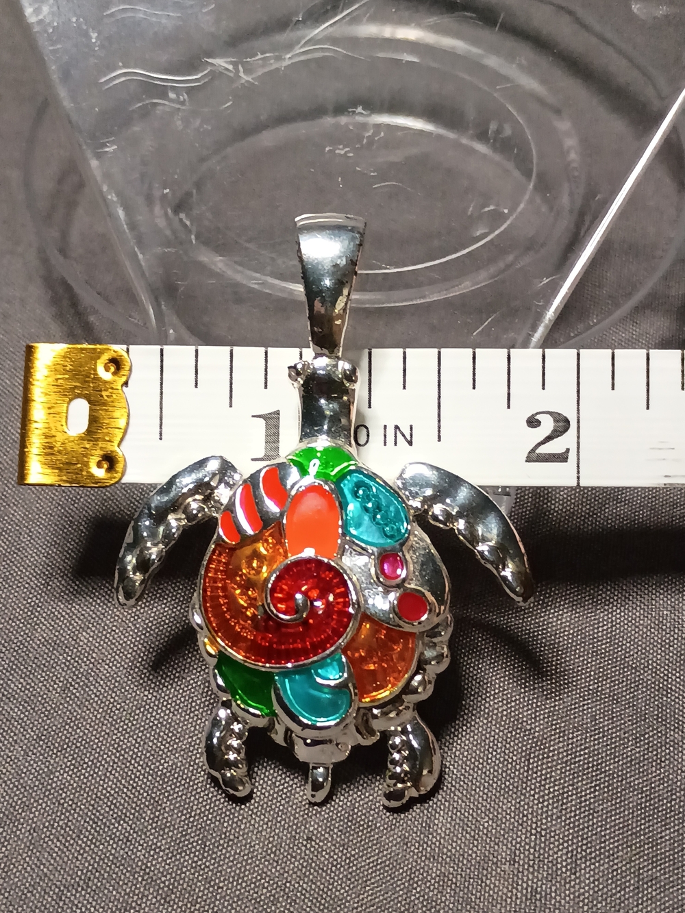 Colorful Turtle Pendant Necklace - Multicolor Enamel Sea Turtle Charm